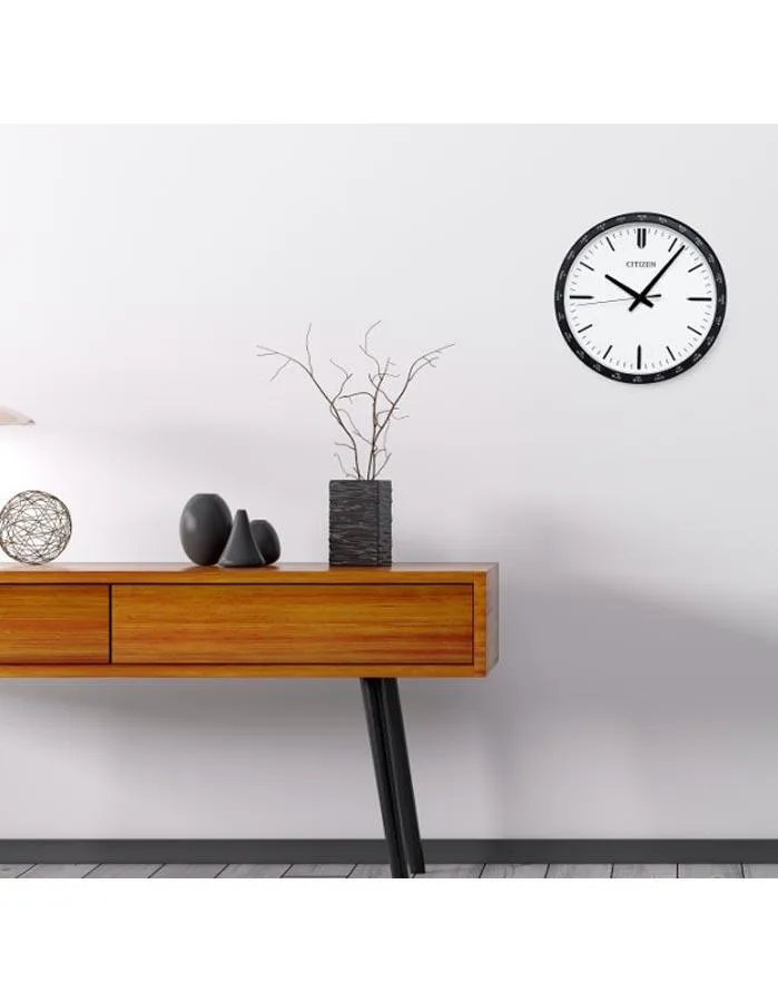Citizen Gallery World Time Zone Wall Clock - Black Frame - White Dial