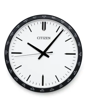 Citizen Gallery World Time Zone Wall Clock - Black Frame - White Dial