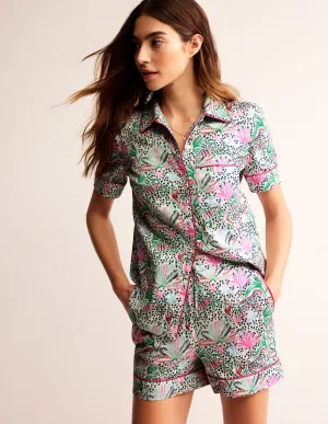 Cotton Sateen Pyjama Shorts-Multi, Wilderness
