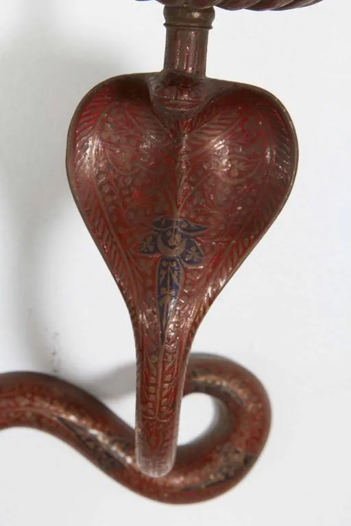 Egyptian Revival Manner Brass Cobra Sconces, Pair