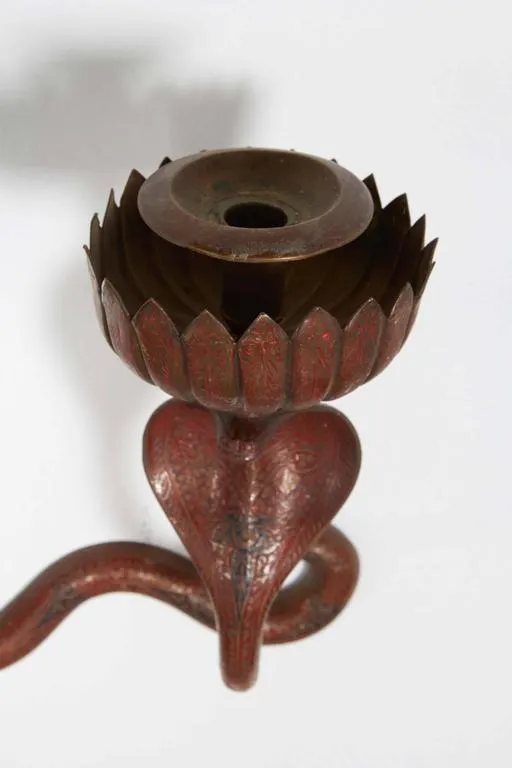 Egyptian Revival Manner Brass Cobra Sconces, Pair
