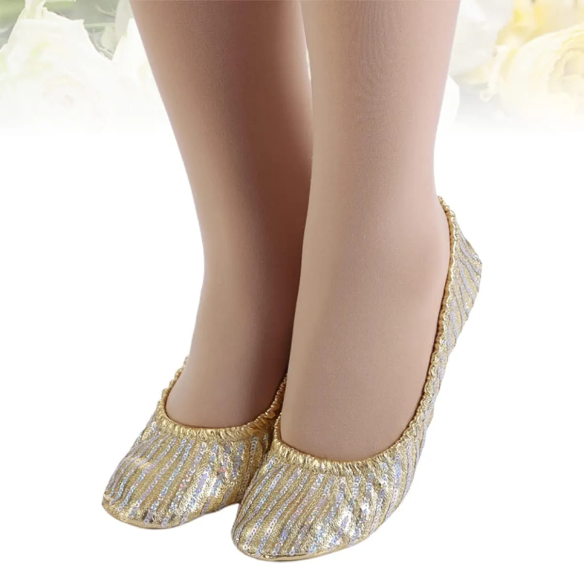 Elastic Cord Yoga Dance Shoes Lightweight Anti-Slip Comfortable for Ballet Folk Modern Ballroom Jazz Dance Breathable Material Size s