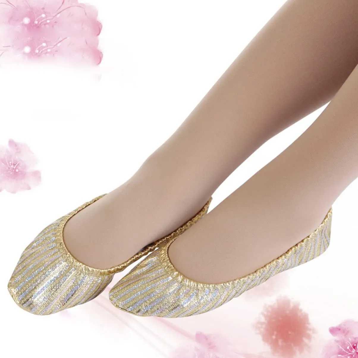 Elastic Cord Yoga Dance Shoes Lightweight Anti-Slip Comfortable for Ballet Folk Modern Ballroom Jazz Dance Breathable Material Size s