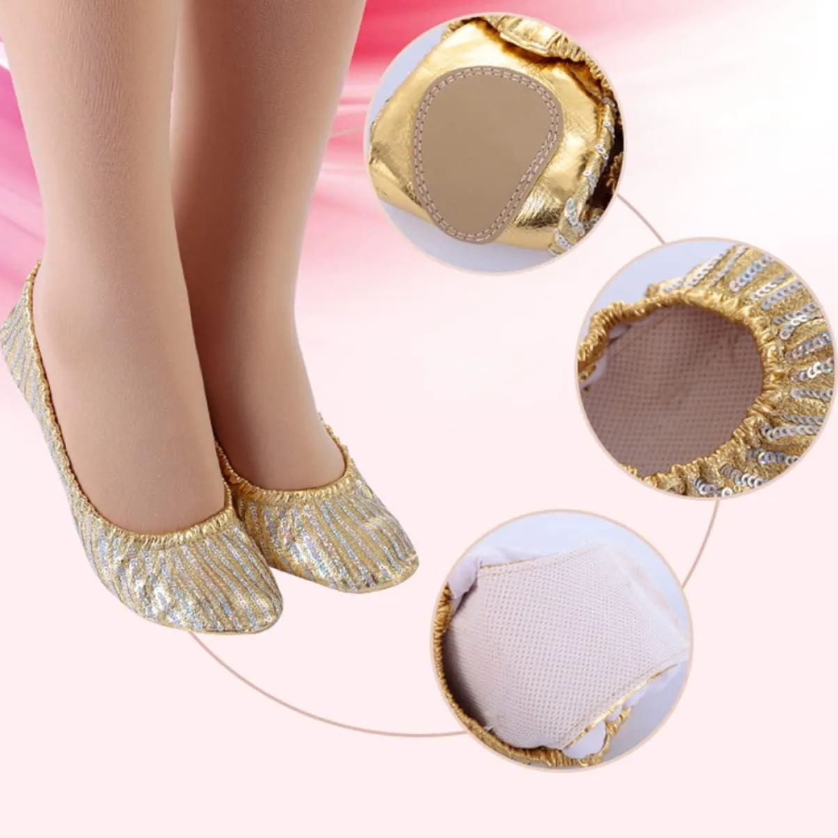 Elastic Cord Yoga Dance Shoes Lightweight Anti-Slip Comfortable for Ballet Folk Modern Ballroom Jazz Dance Breathable Material Size s