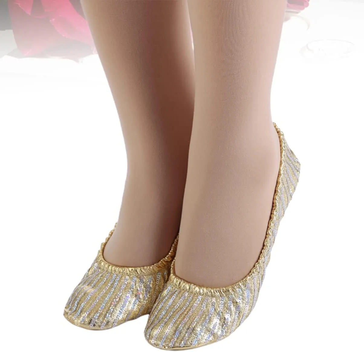 Elastic Cord Yoga Dance Shoes Lightweight Anti-Slip Comfortable for Ballet Folk Modern Ballroom Jazz Dance Breathable Material Size s