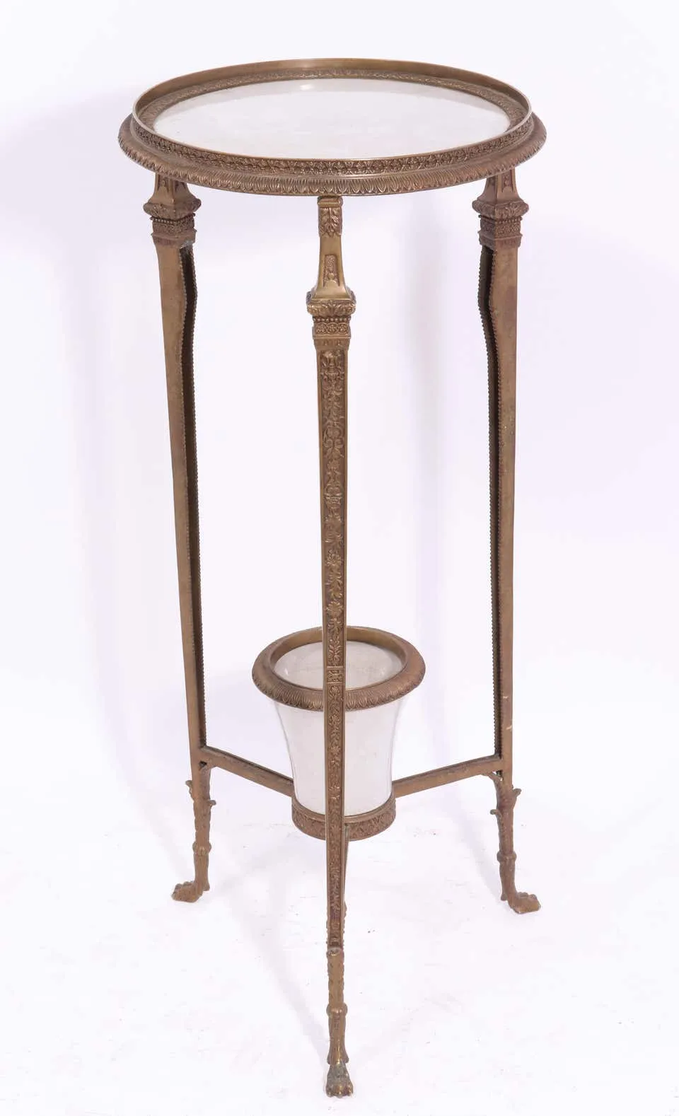 Empire Revival Style Gueridon Bronze Pedestal Table With Planter