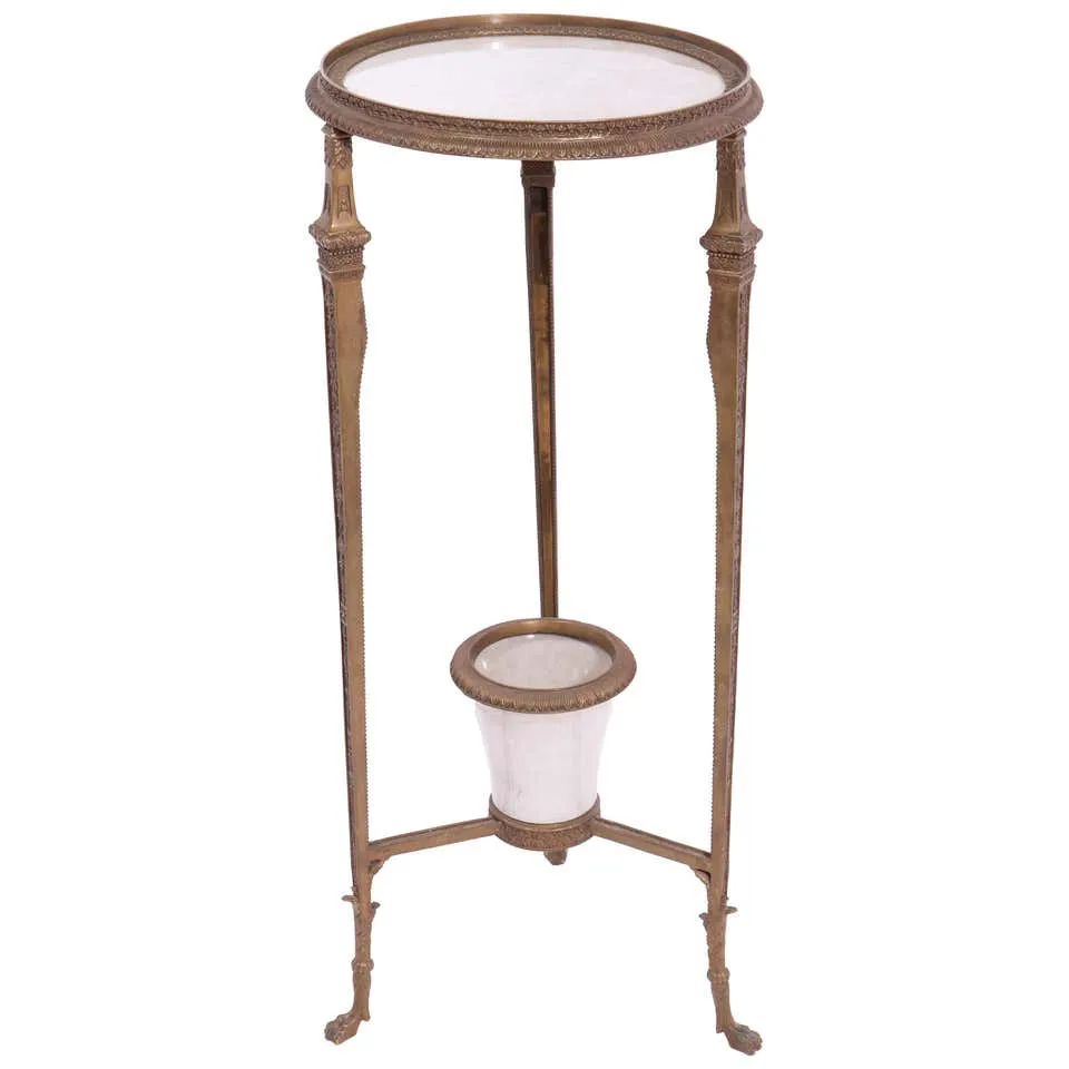 Empire Revival Style Gueridon Bronze Pedestal Table With Planter