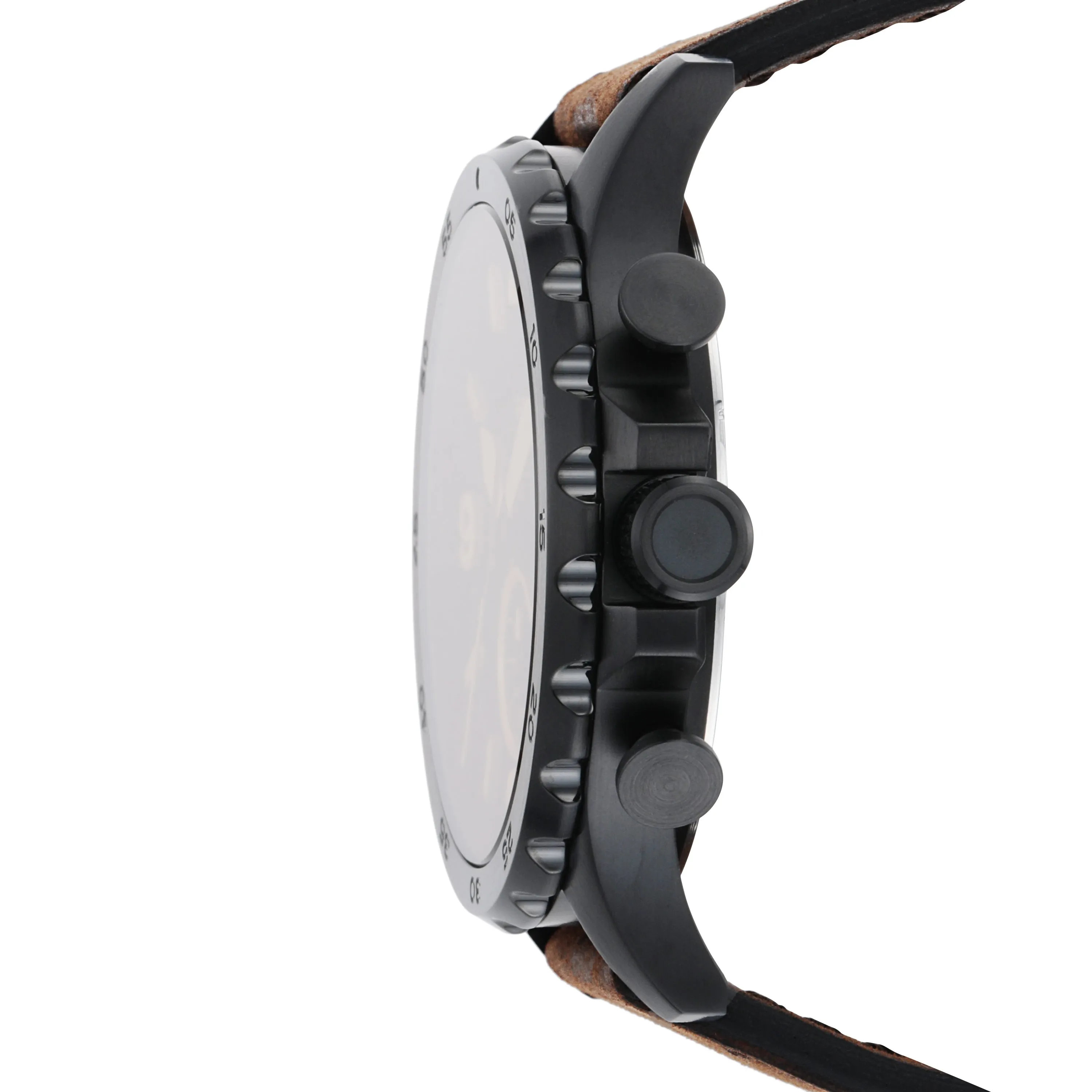 Fossil Timeless Fossil Nate Chronograph Watch with Brown Leather Strap
