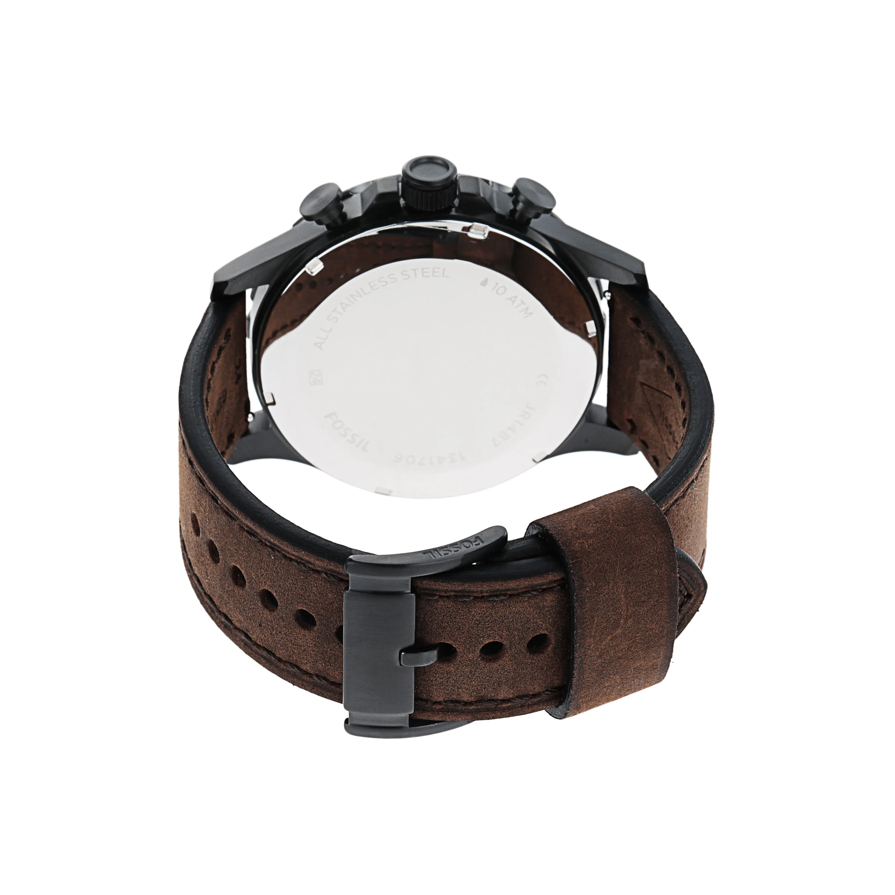 Fossil Timeless Fossil Nate Chronograph Watch with Brown Leather Strap