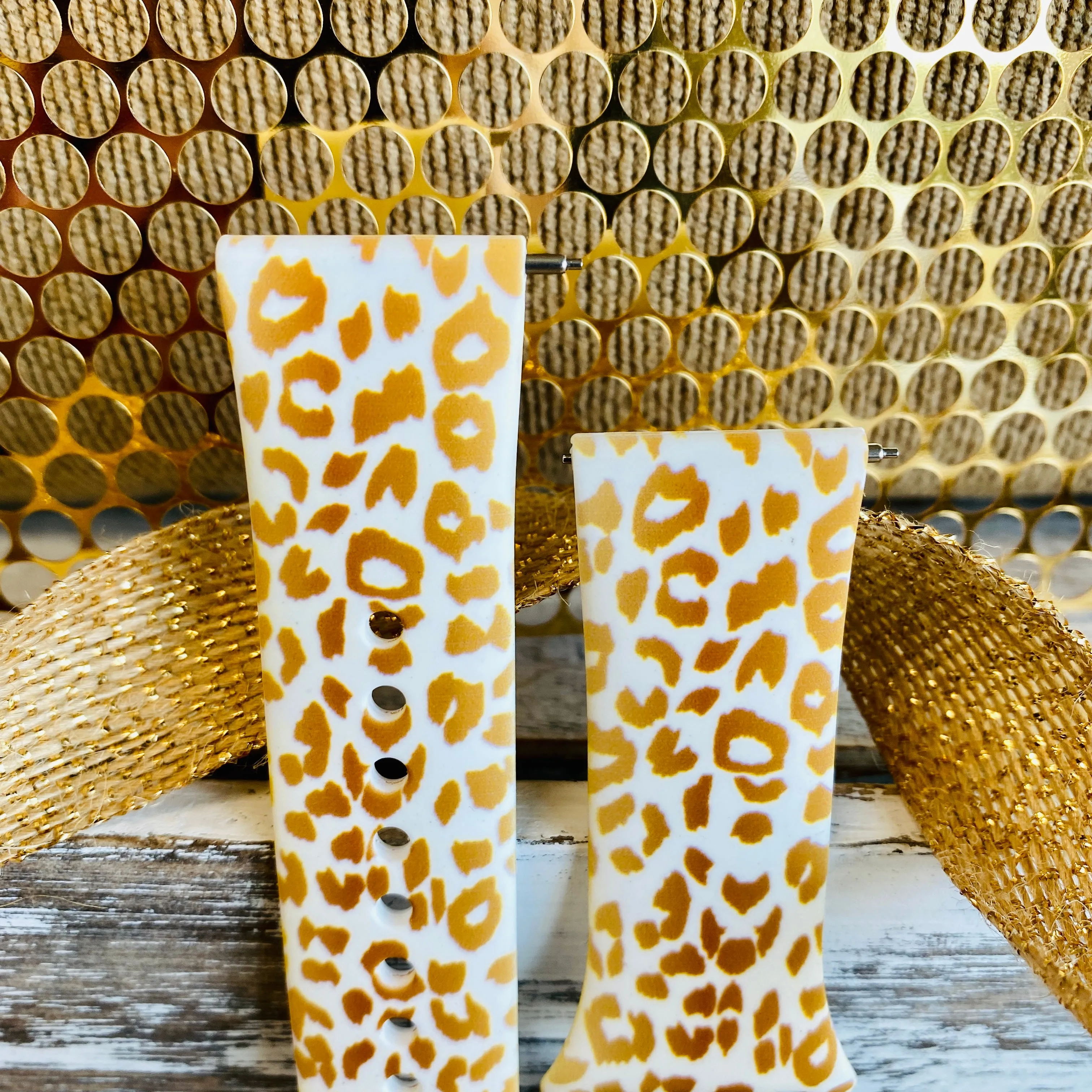 Golden Leopard Print Silicone Band For Fitbit Versa 1/2