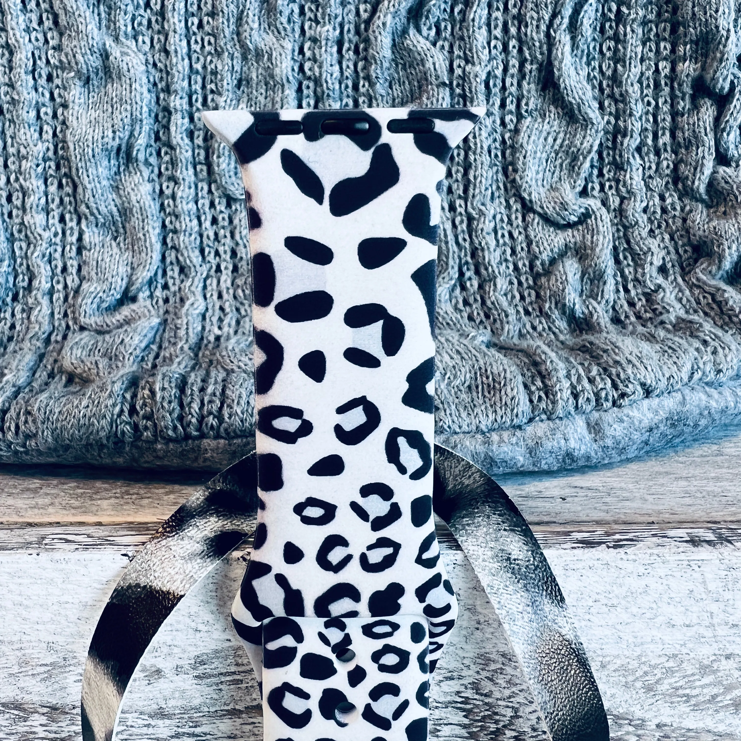 Gray Leopard Print Silicone Band For Apple Watch