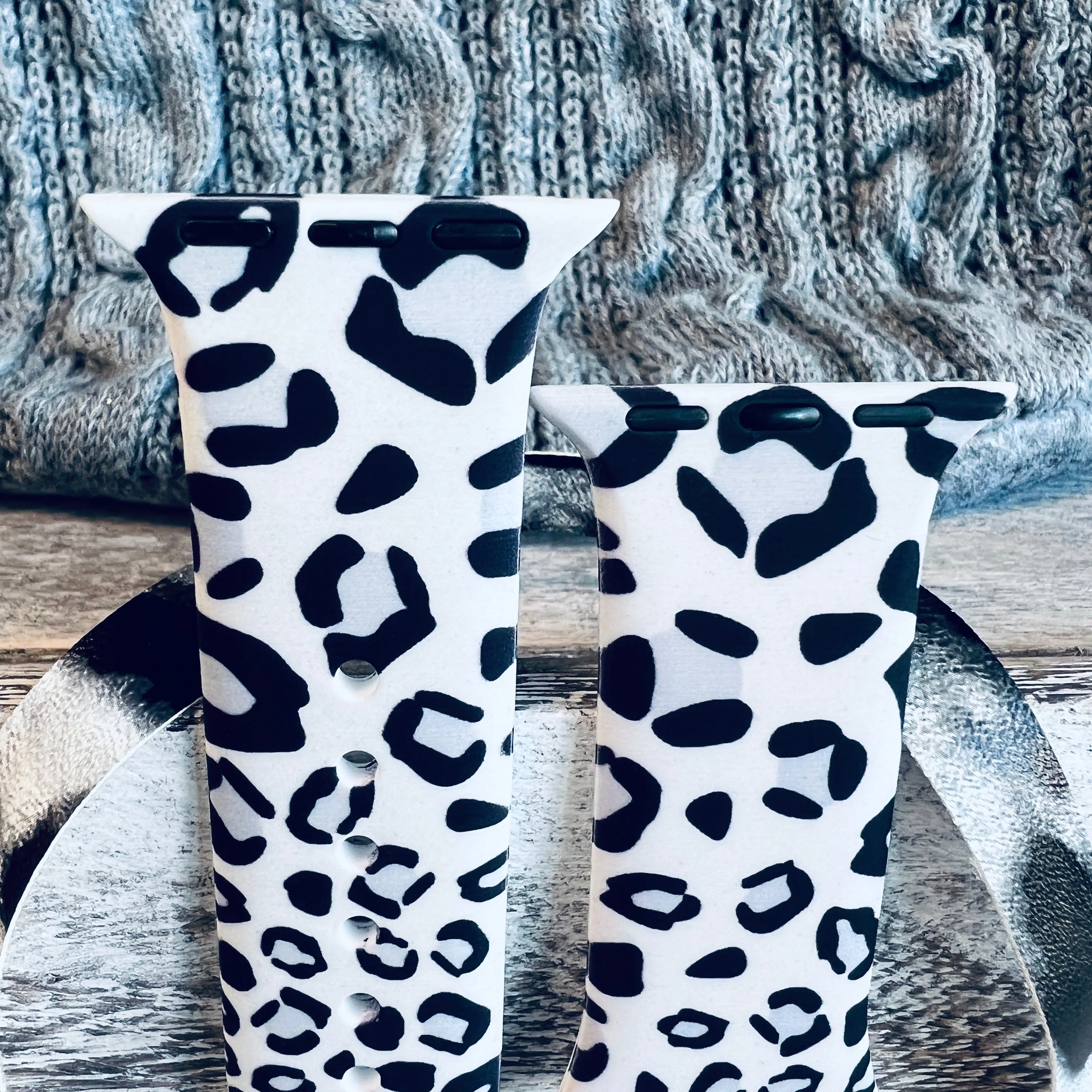 Gray Leopard Print Silicone Band For Apple Watch