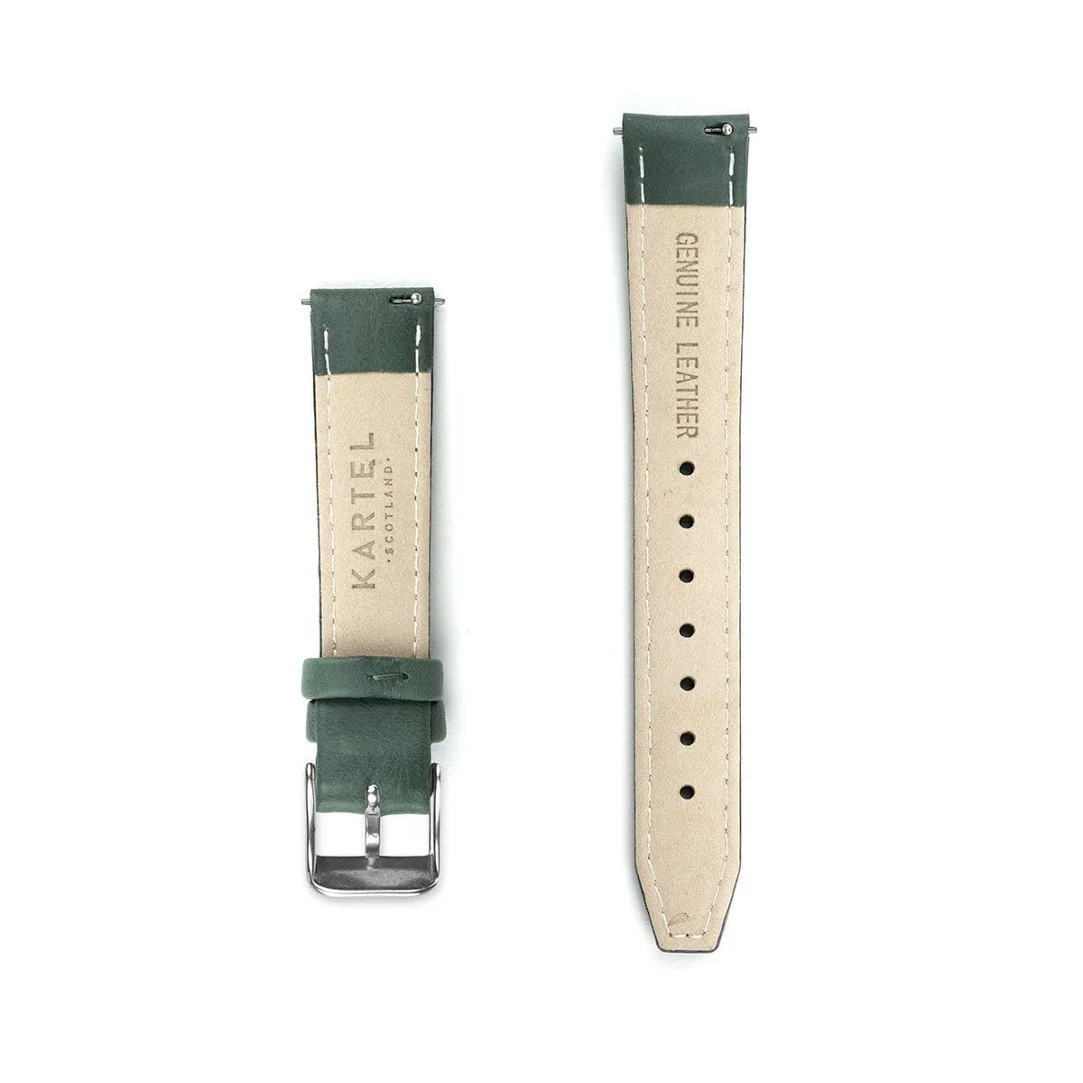Green Leather Watch Strap - 16mm Width