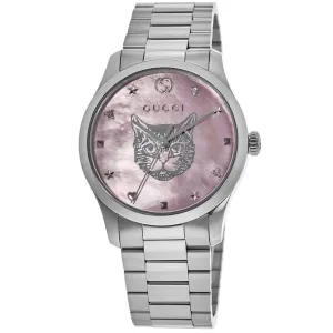 Gucci G-Timeless Pink Mother of Pearl Dial Steel Unisex Watch YA1264166