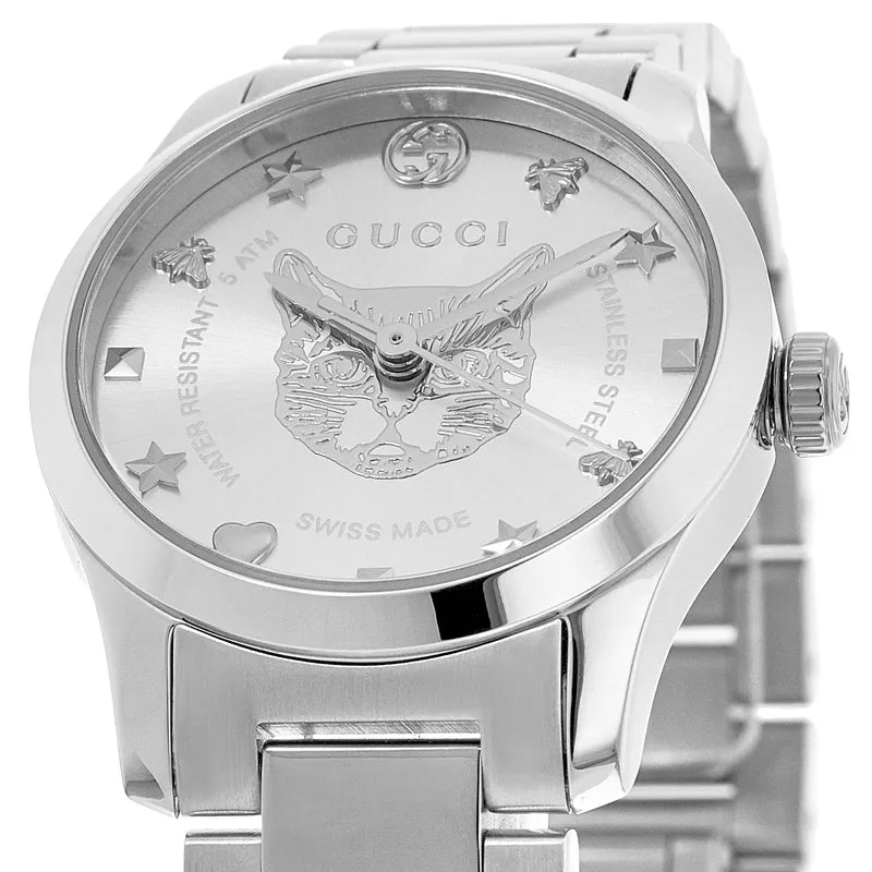 Gucci G-Timeless Silver Dial Stainless Steel Women's Watch YA126595