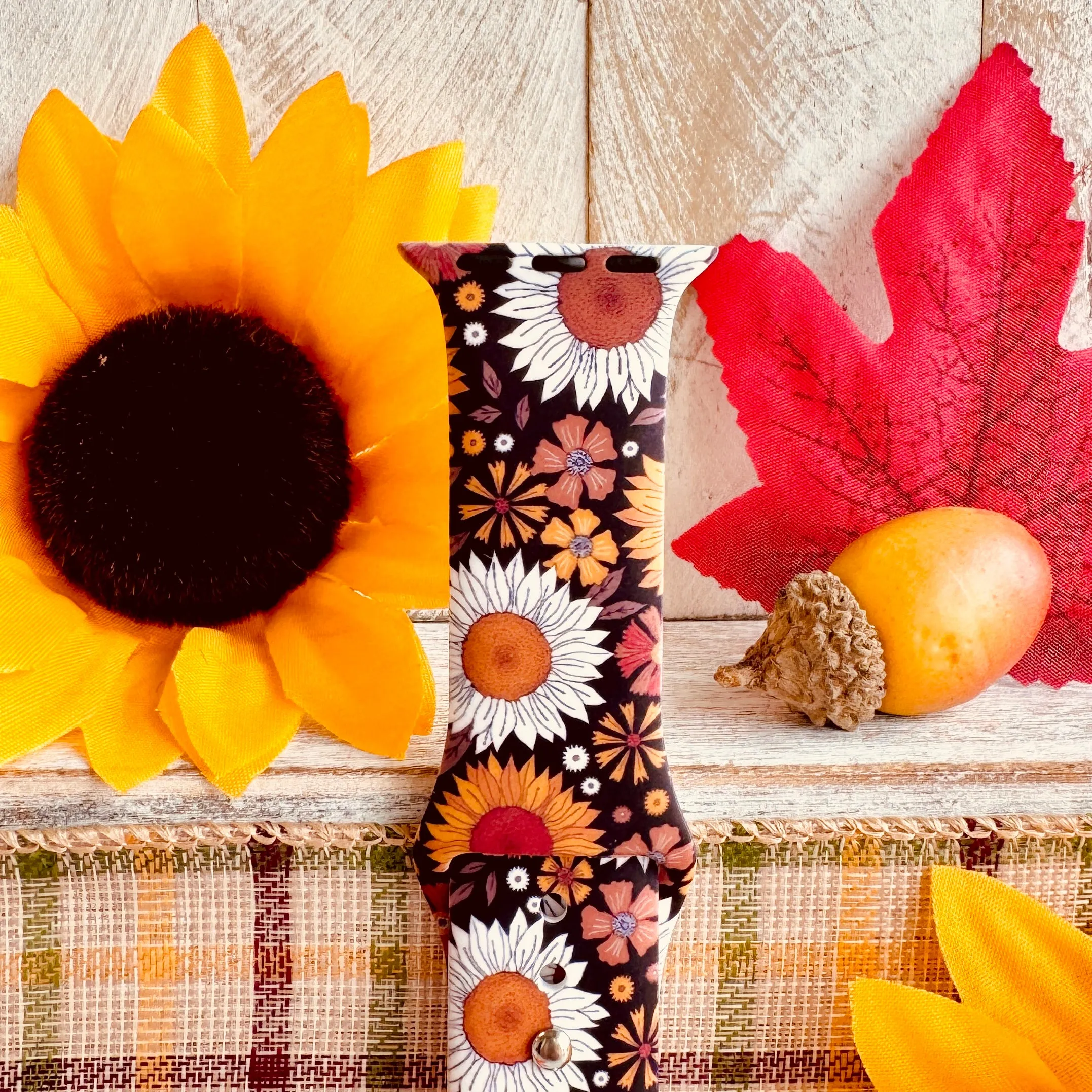 Harvest Sunflowers Print Silicone Band For Apple Watch