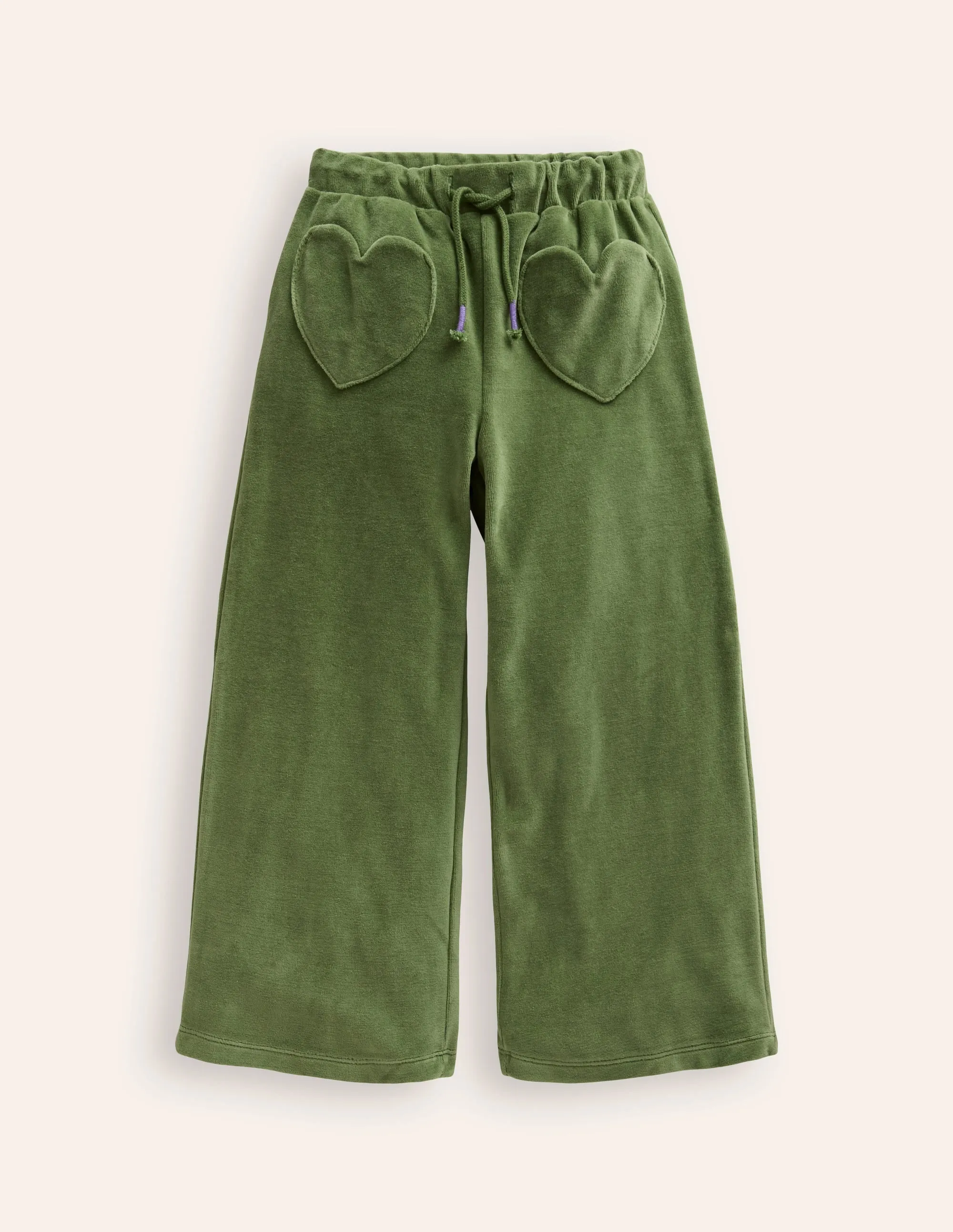 Heart Pocket Velour Jogger-Safari Green