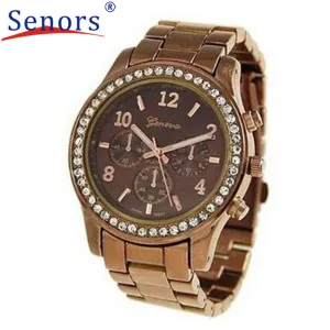 HF 2016  Faux Chronograph Quartz Classic Round Ladies Women Crystals Watch Gift relogio feminino masculino Uhren relojes OC13