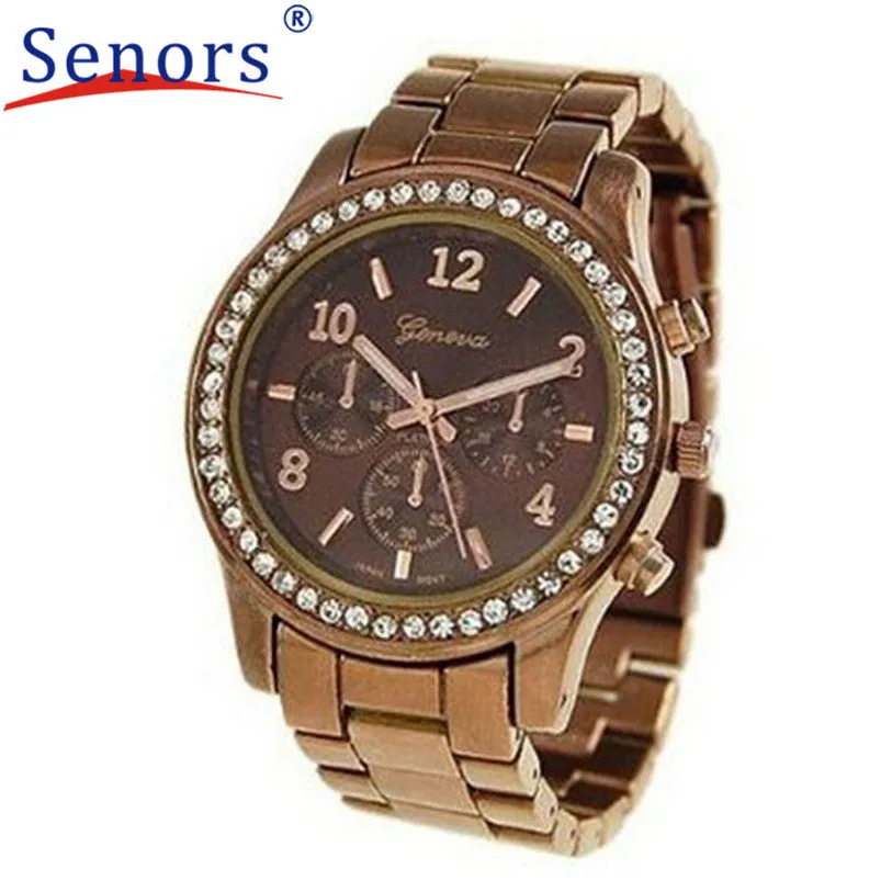 HF 2016  Faux Chronograph Quartz Classic Round Ladies Women Crystals Watch Gift relogio feminino masculino Uhren relojes OC13