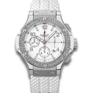 Hublot Big Bang 41mm Steel Diamonds Rubber White Ladies Watch