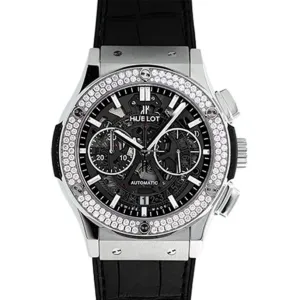 Hublot Classic Fusion Aero Cronograph Titanium Diamonds Men`s Watch