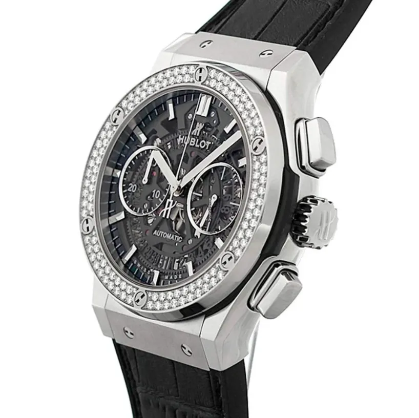 Hublot Classic Fusion Aero Cronograph Titanium Diamonds Men`s Watch
