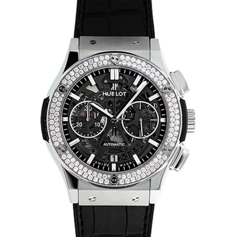 Hublot Classic Fusion Aero Cronograph Titanium Diamonds Men`s Watch