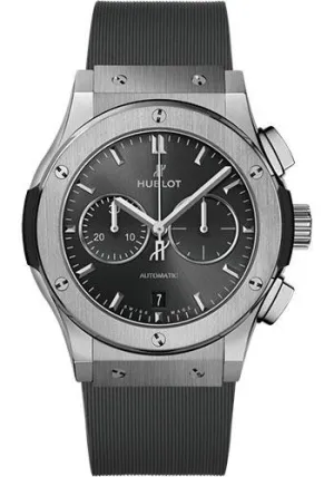 Hublot Classic Fusion Racing Grey Chronograph Titanium Watch - 42 mm - Gray Dial - Gray Lined Rubber Strap-541.NX.7070.RX