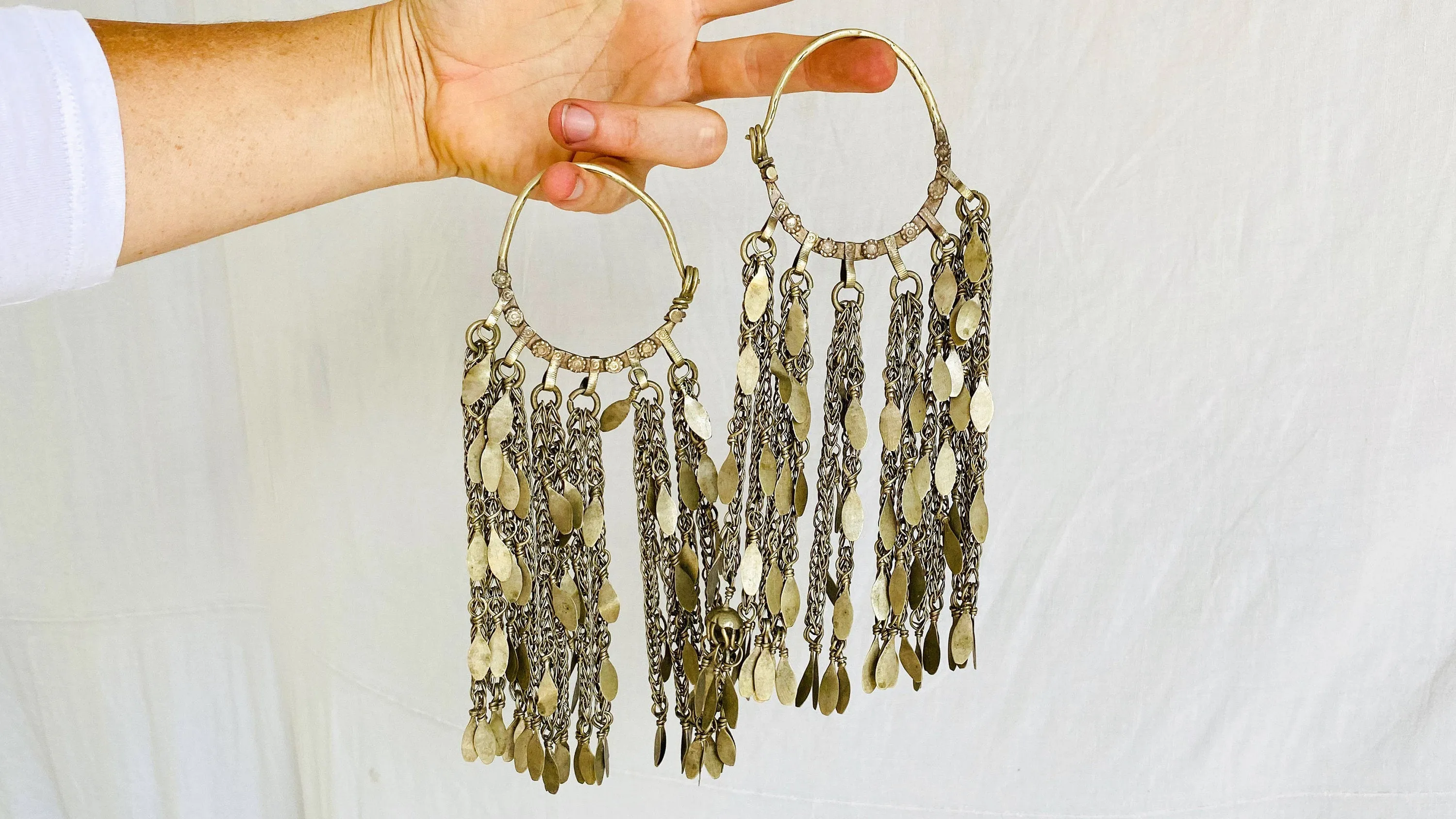 Huge Vintage Kuchi Tribal Earrings. Gauged