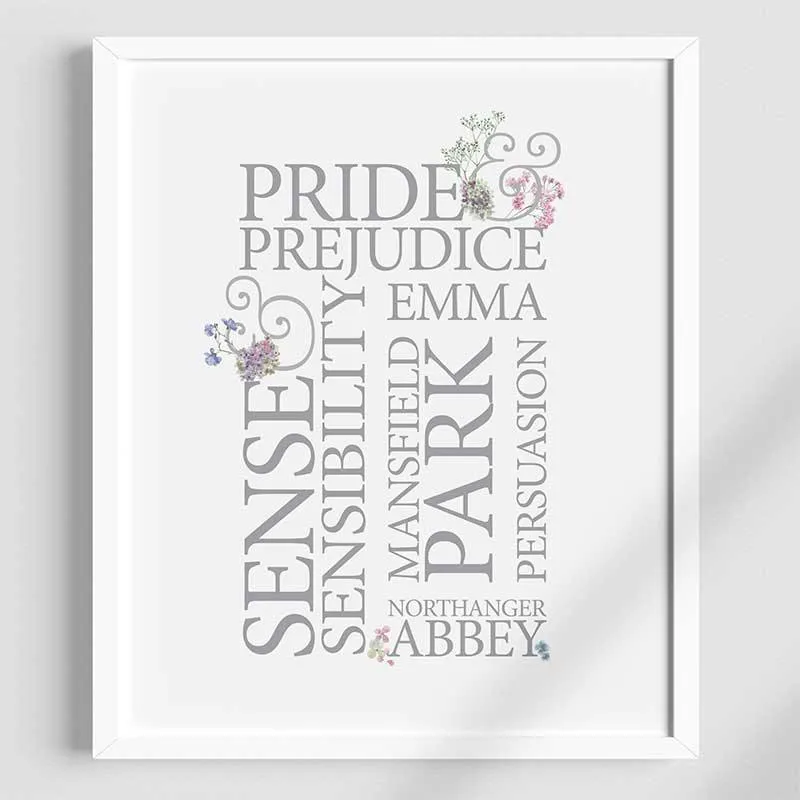 Jane Austen's Book Titles - A4 Typography Print