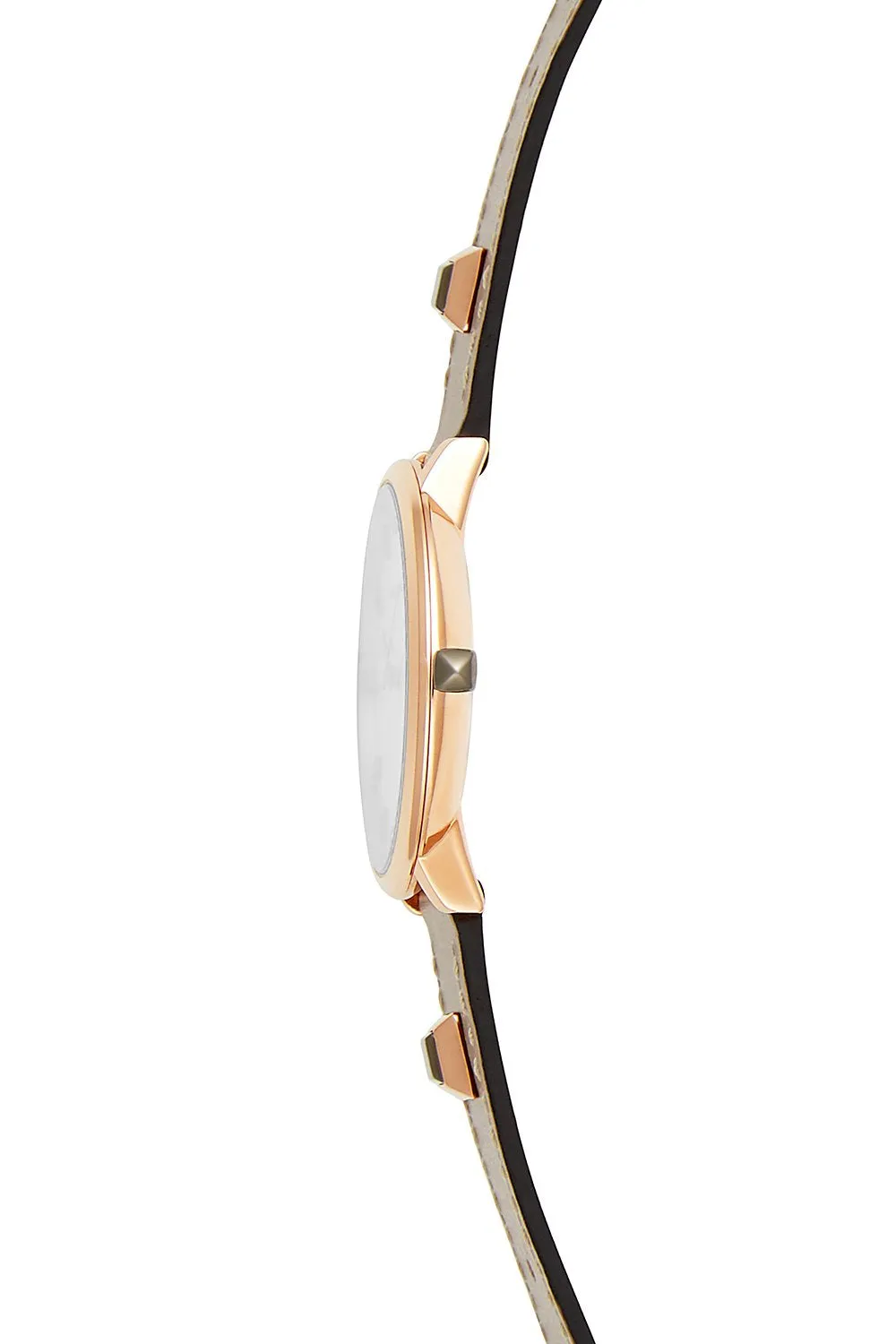 Major Rose Gold Tone Grey Leather Strap Watch, 35mm