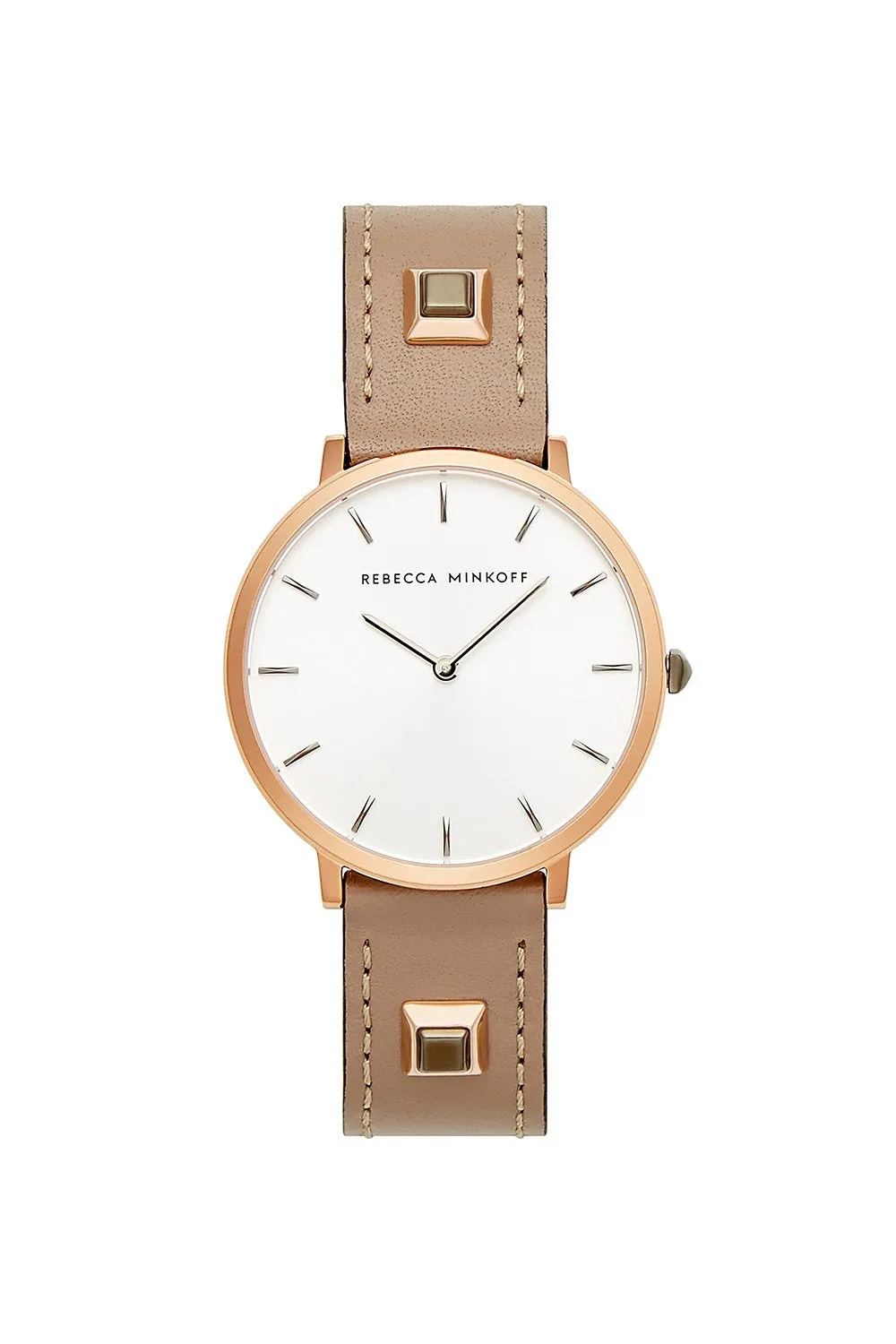 Major Rose Gold Tone Grey Leather Strap Watch, 35mm