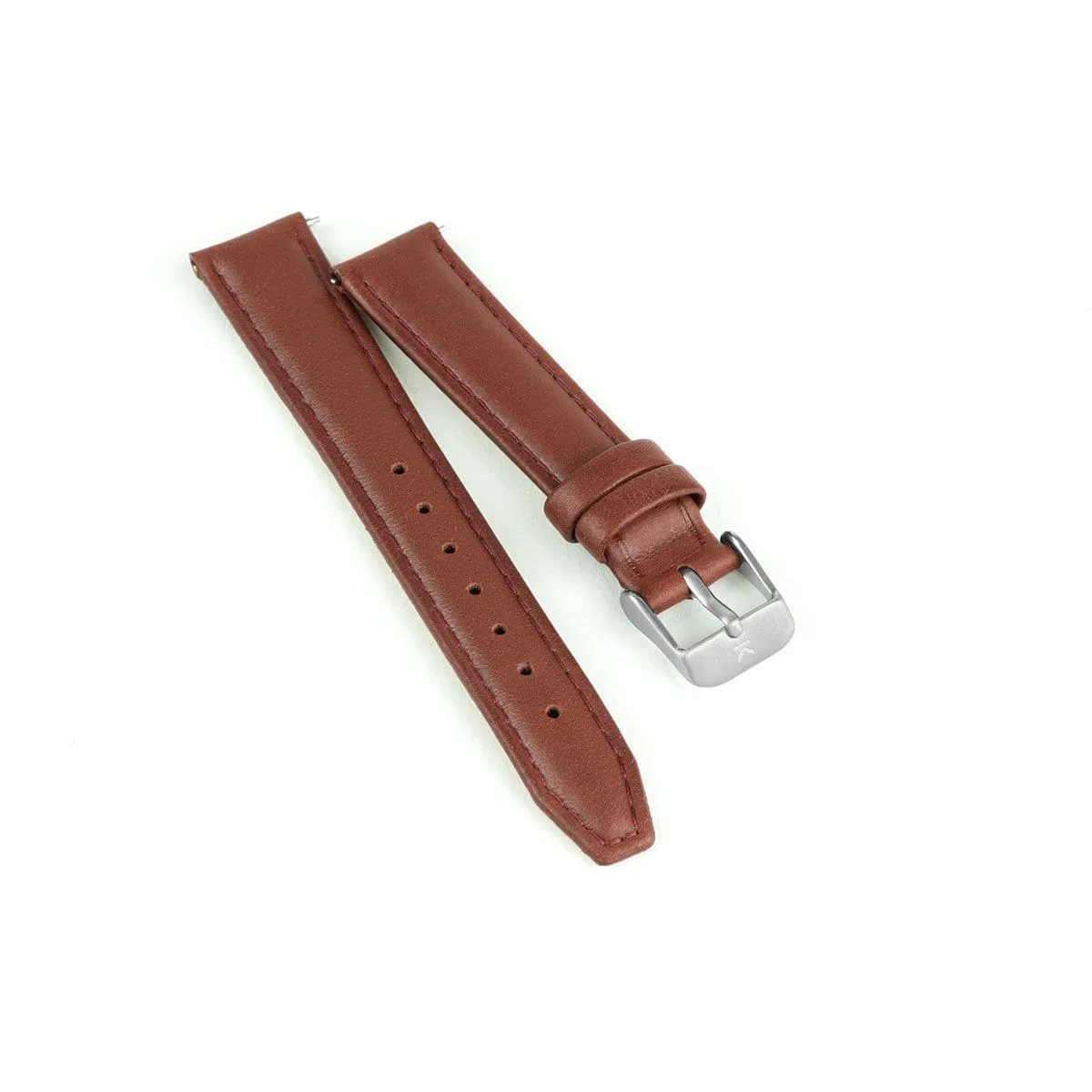 Maroon Stitched Leather Watch Strap - 16mm Width