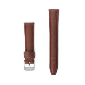 Maroon Stitched Leather Watch Strap - 16mm Width