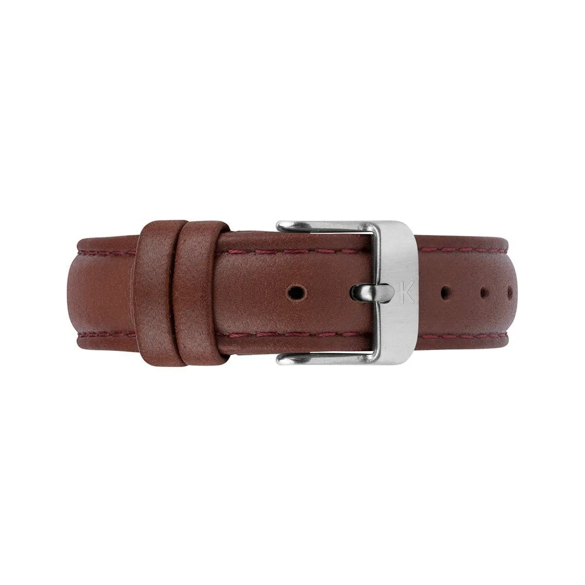 Maroon Stitched Leather Watch Strap - 16mm Width
