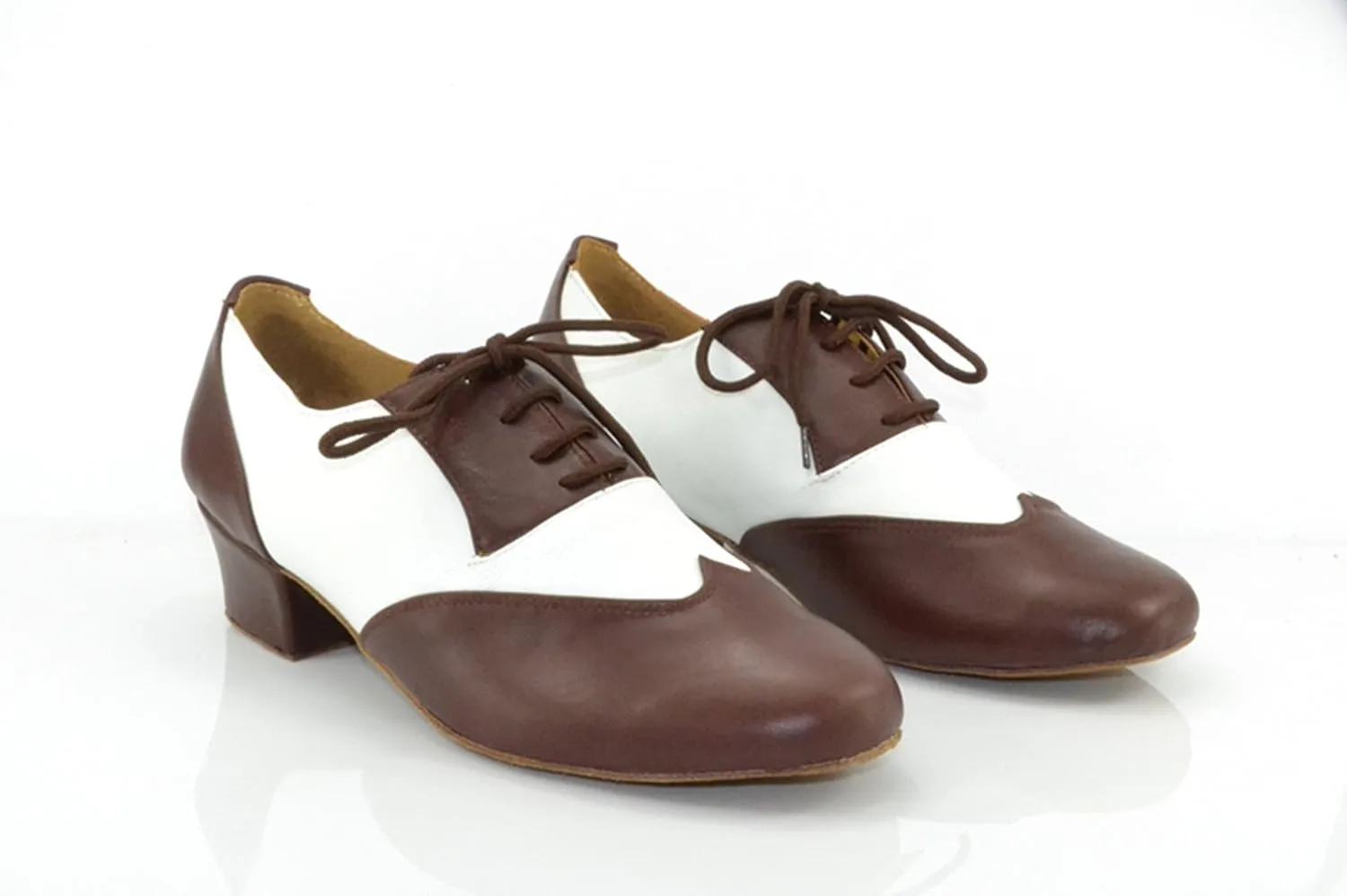 Mens Soft Leather Jazz Shoes Modern Latin Lace-up Closed Toe 4CM Standard Dance Shoes