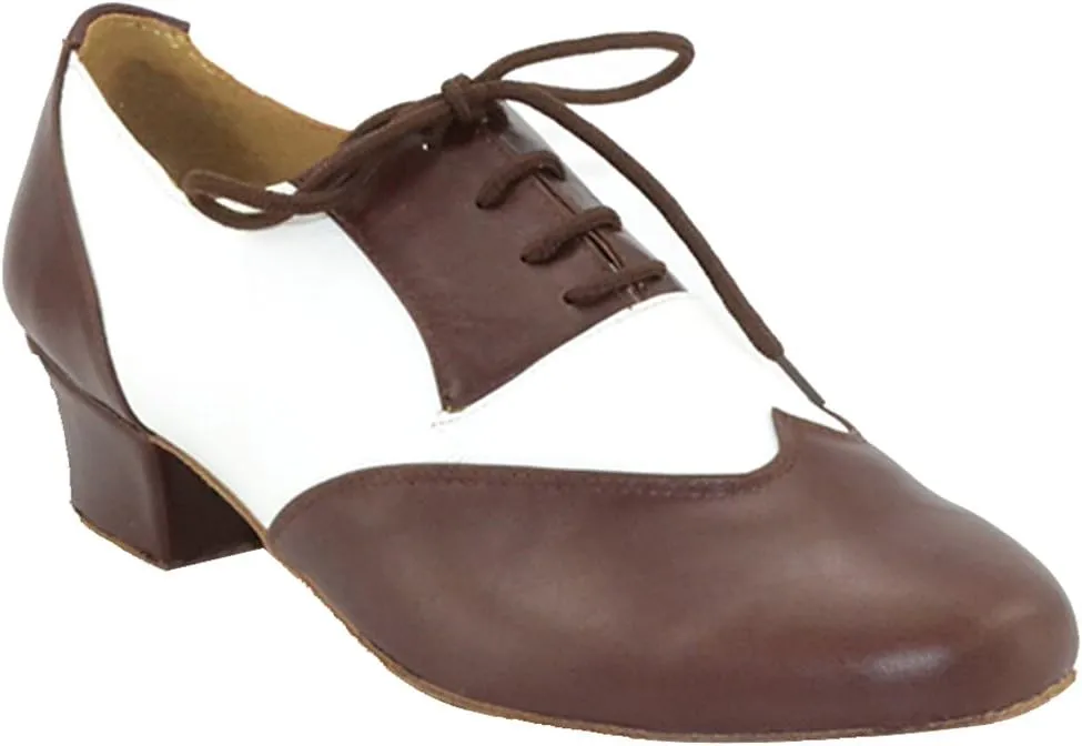 Mens Soft Leather Jazz Shoes Modern Latin Lace-up Closed Toe 4CM Standard Dance Shoes