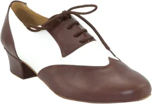 Mens Soft Leather Jazz Shoes Modern Latin Lace-up Closed Toe 4CM Standard Dance Shoes
