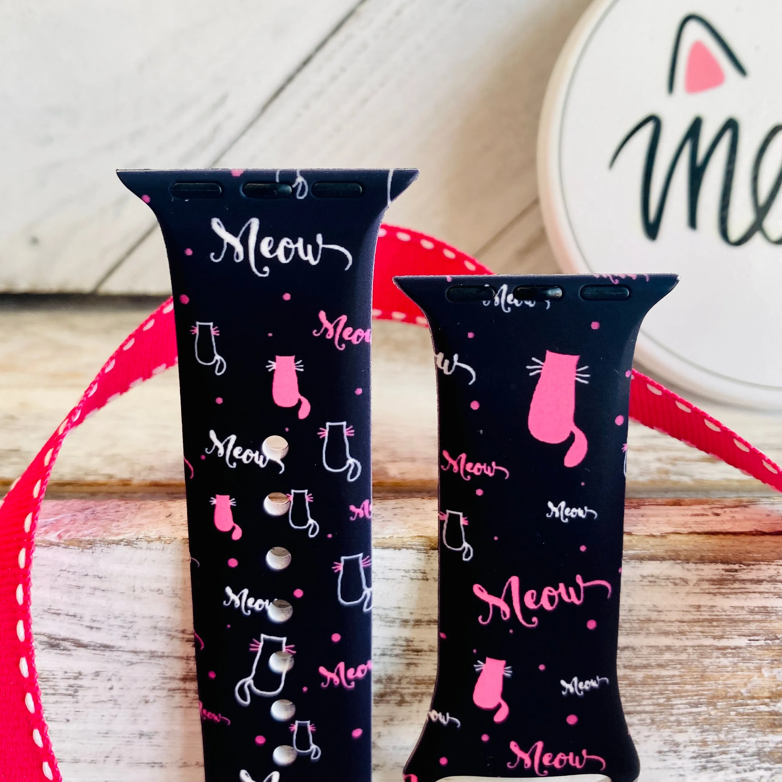 Meow Print Silicone Band For Apple Watch