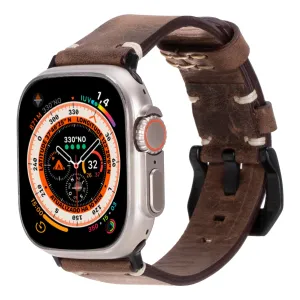 Modern Newport Band for Apple Watch Ultra 49mm, Distressed Coffee, Black Hardware