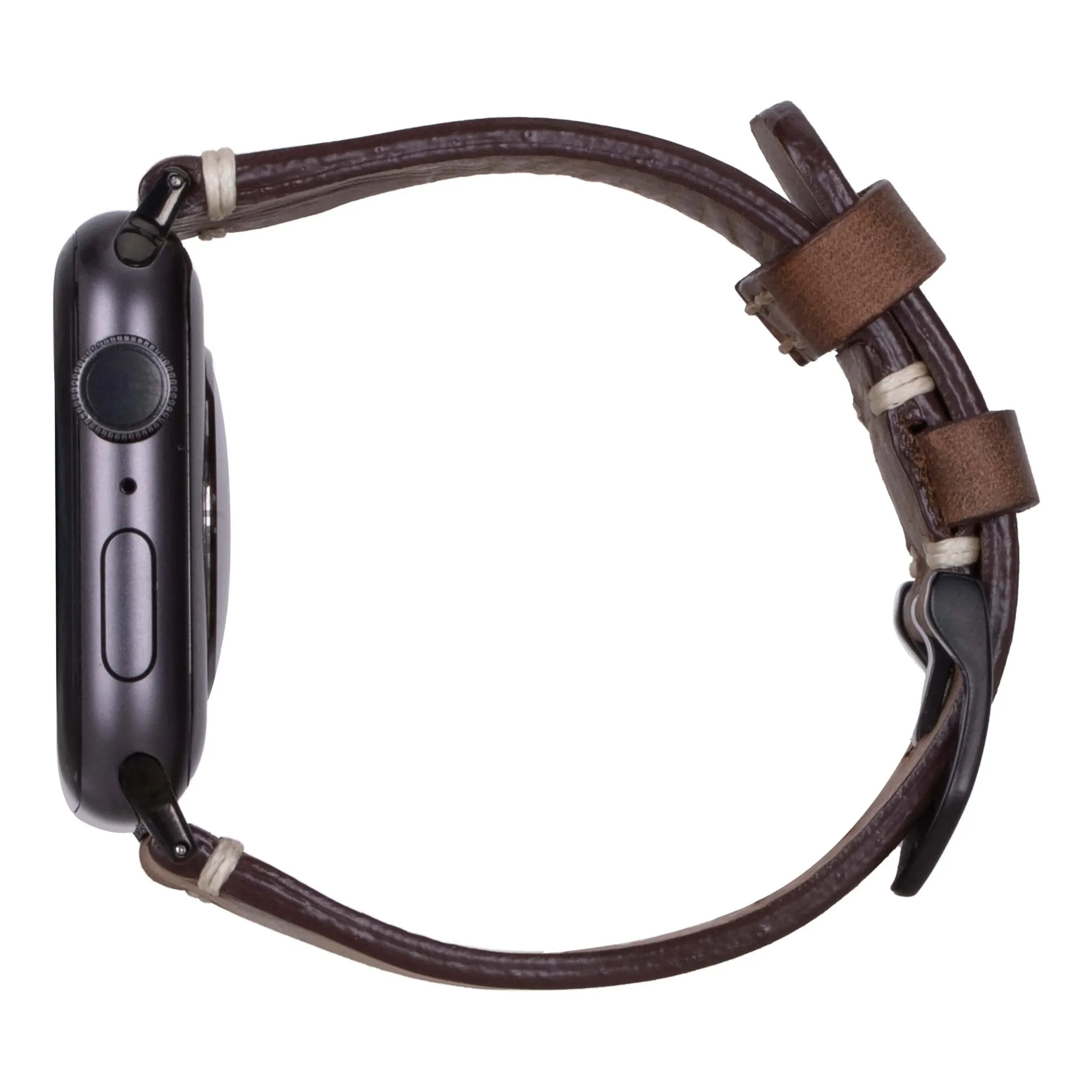 Modern Newport Band for Apple Watch Ultra 49mm, Distressed Coffee, Black Hardware