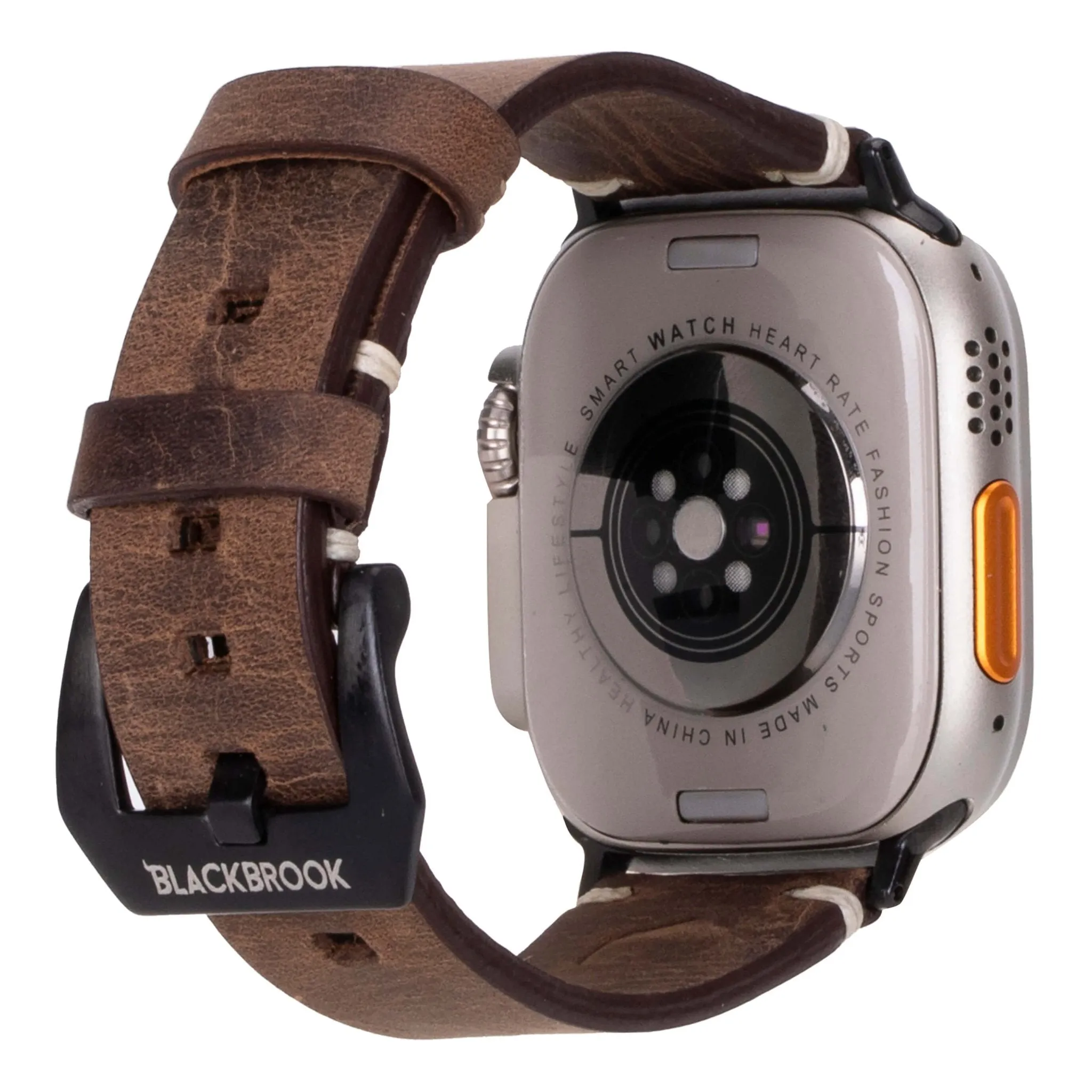 Modern Newport Band for Apple Watch Ultra 49mm, Distressed Coffee, Black Hardware
