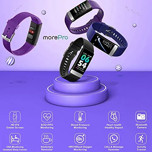 MorePro SPO2 Blood Oxygen Blood Pressure Heart Rate Monitor Waterproof Fitness Tracker Activity Tracker HRV Health Watch with Enhanced Sleep Monitor for Android iOS Women Men