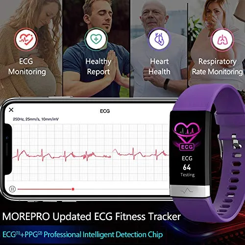 MorePro SPO2 Blood Oxygen Blood Pressure Heart Rate Monitor Waterproof Fitness Tracker Activity Tracker HRV Health Watch with Enhanced Sleep Monitor for Android iOS Women Men