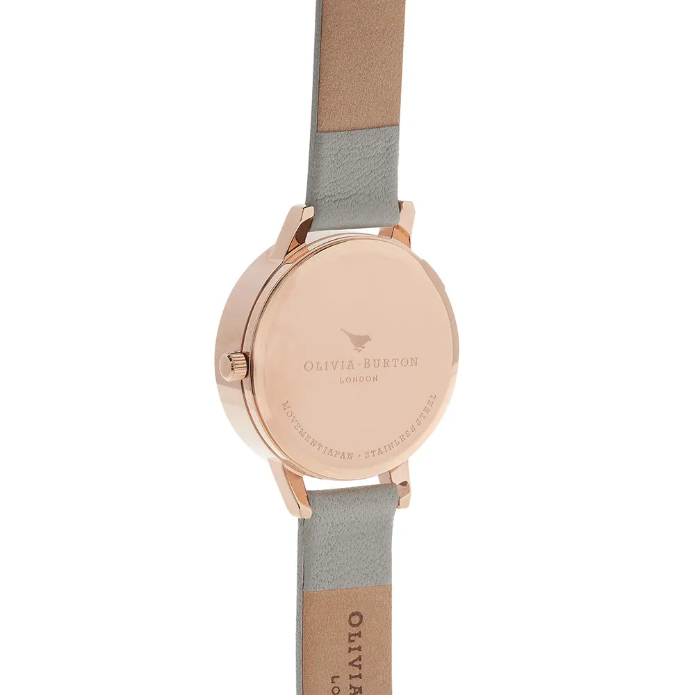 Olivia Burton 3D Bee Grey Leather Ladies Watch - OB15AM77