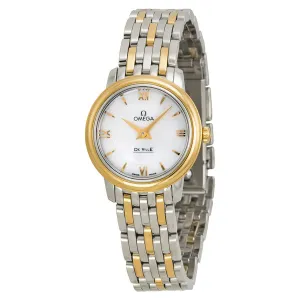 Omega De Ville Prestige Mother of Pearl Dial Stainless Steel and 18kt Yellow Gold Ladies Watch 42420246005001 424.20.24.60.05.001