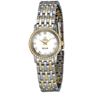 Omega DeVille Prestige Mother of Pearl Dial Steel and 18k Yellow Gold Ladies Watch 4375.71