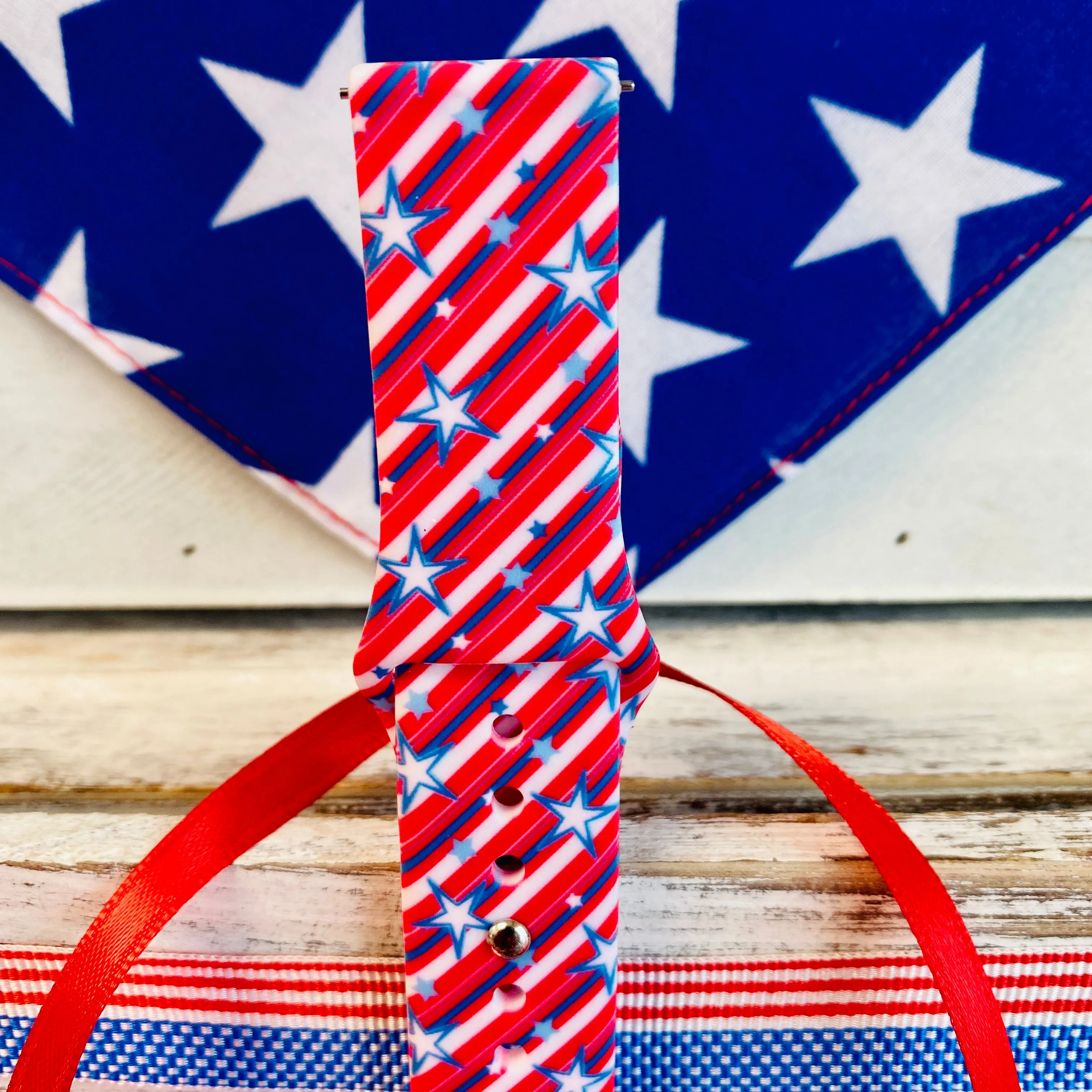Patriotic Star Print Silicone Band For Fitbit Versa 1/2
