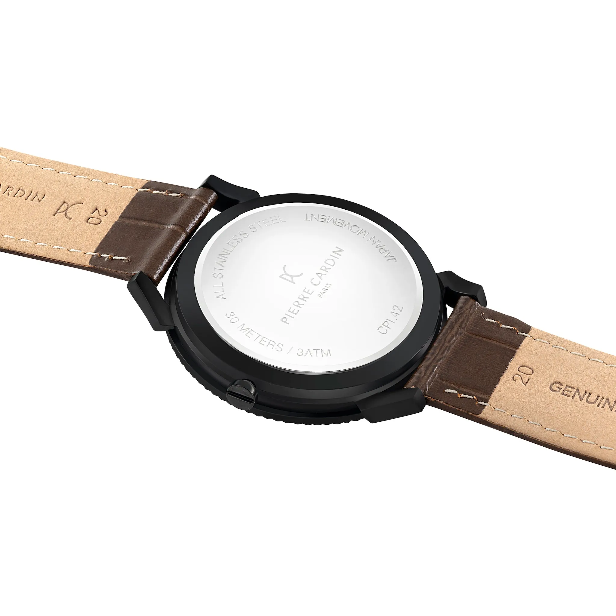 Pigalle Black Watch with Brown Leather Strap with Fluted Bezel