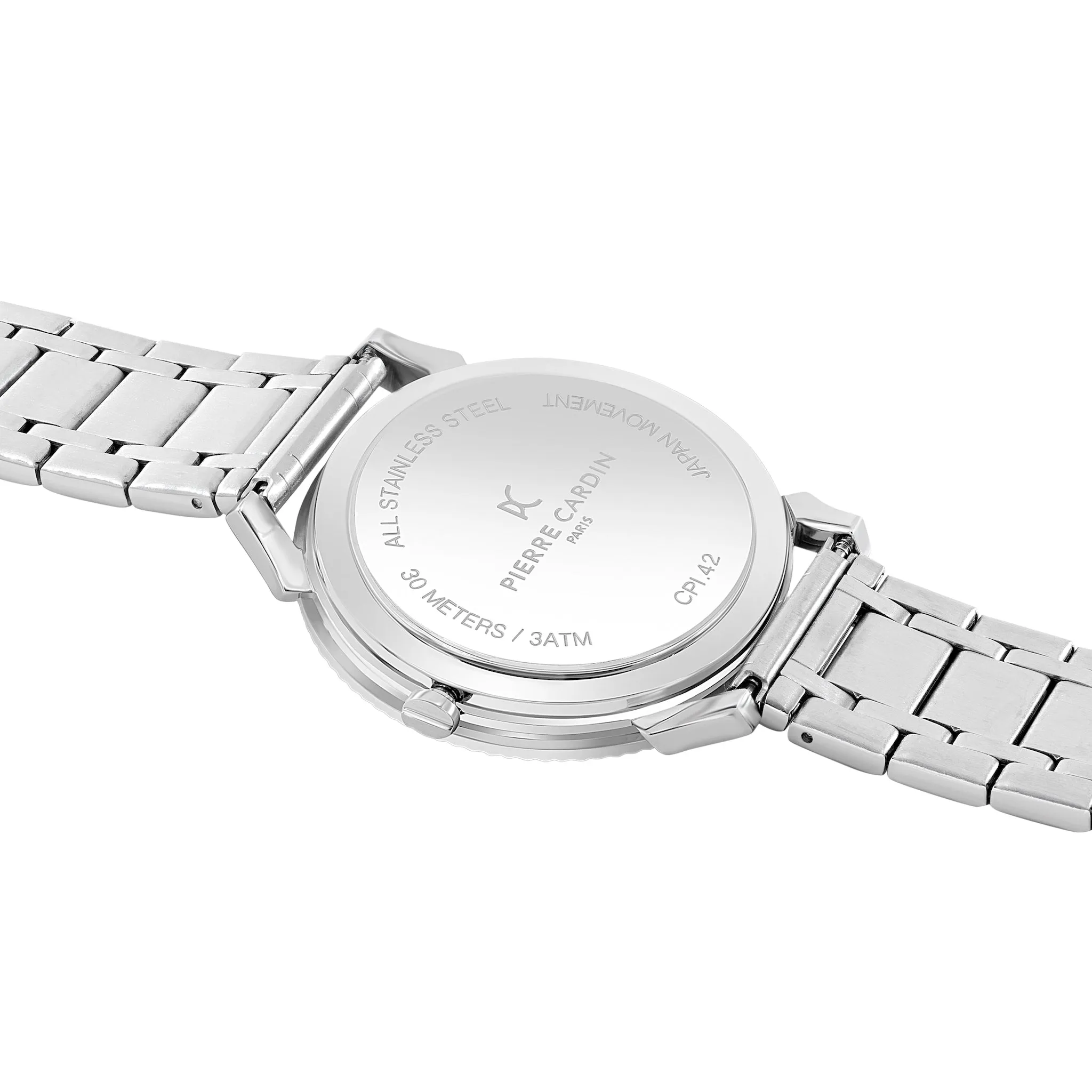 Pigalle Metal Link Watch with Fluted Bezel and Black Dial